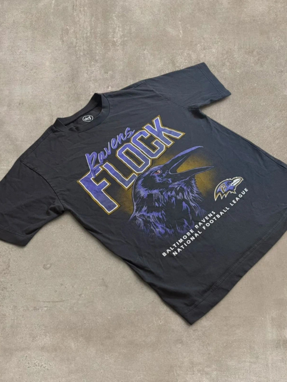 47 Brand Baltimore Ravens Flock Graphic Shirt Mens Medium Black NFL Tee